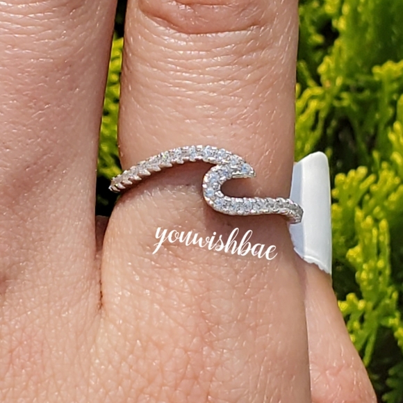 Wave Ring Sterling Silver Size 10 Diamond Summer - Picture 3 of 5